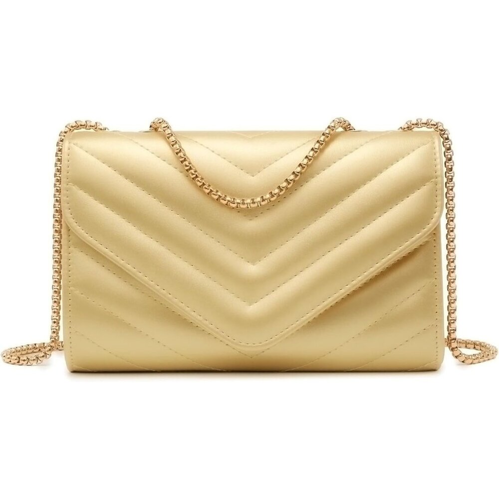 ⚡ Women's Gold Stylish Evening Clutch Chain Shoulder Strap Crossbody Bag